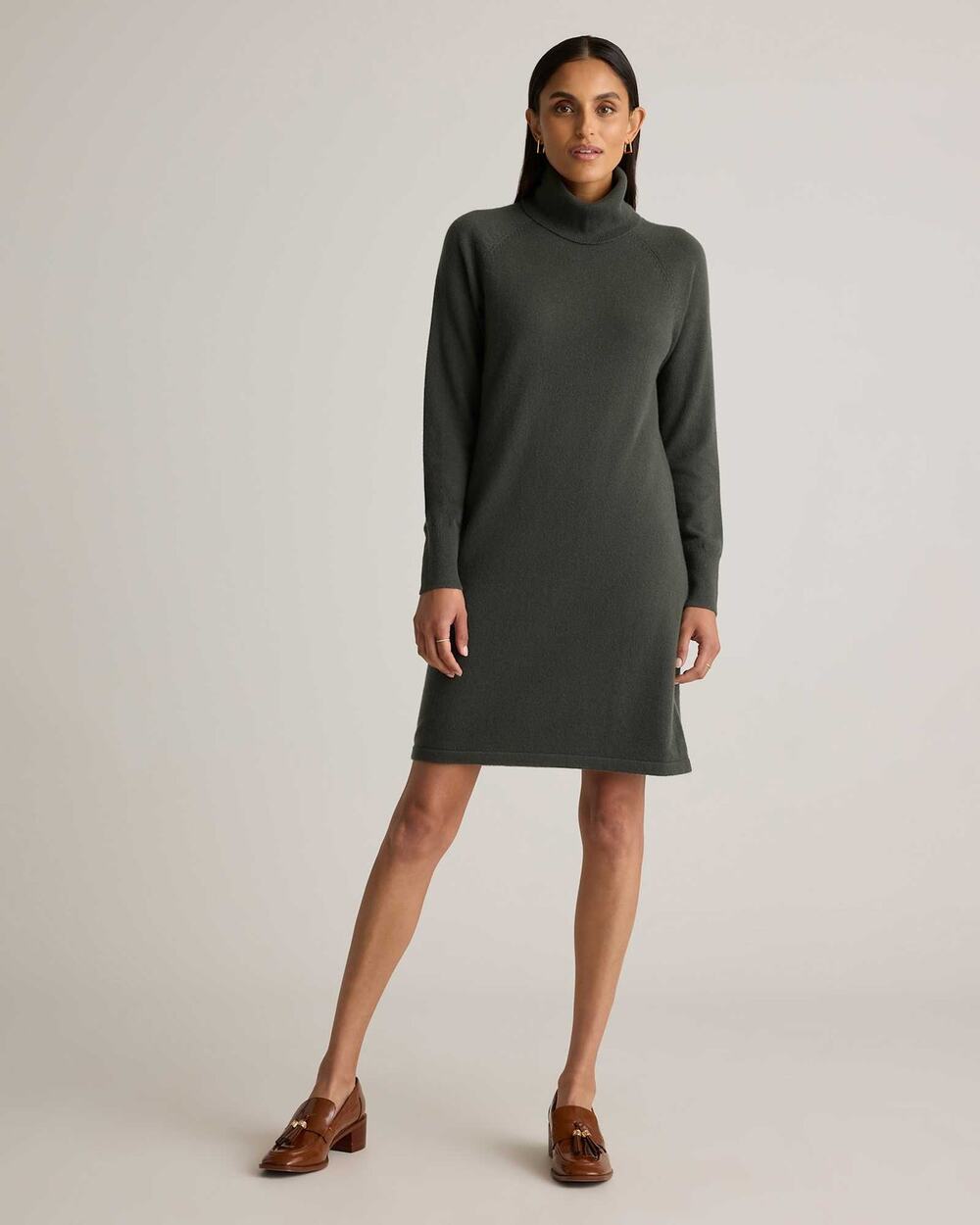 Quince Womens 100% Mongolian Cashmere Turtleneck Sweater Dress Large Minimalist